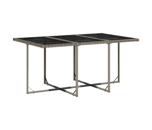 Set de comedor de jardín 11 pzas y cojines ratán sintético gris