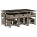 Set de comedor de jardín 11 pzas y cojines ratán sintético gris