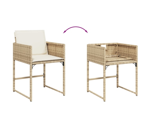 Set comedor de jardín 11 pzas con cojines ratán sintético beige