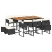 Set de comedor jardín 11 pzas con cojines ratán sintético negro