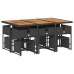 Set de comedor jardín 11 pzas con cojines ratán sintético negro