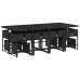 Set comedor de jardín con cojines 13 pzas ratán sintético negro