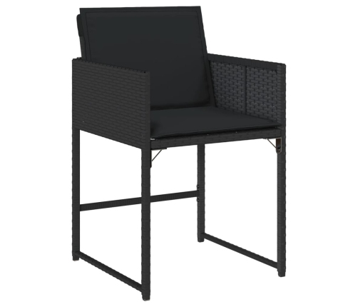 Set comedor de jardín con cojines 13 pzas ratán sintético negro
