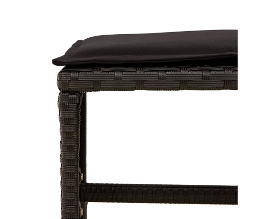 Set comedor de jardín con cojines 13 pzas ratán sintético negro