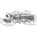 Set comedor de jardín con cojines 13 pzas ratán sintético negro