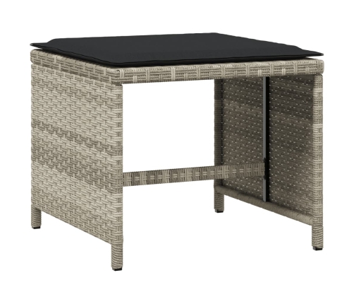 Set comedor jardín y cojines 13 pzas ratán sintético gris claro