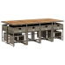 Set comedor de jardín con cojines 13 pzas ratán sintético gris