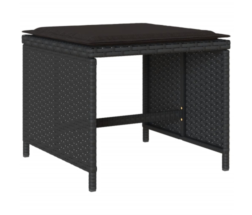 Set comedor de jardín con cojines 15 pzas ratán sintético negro