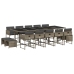 Set comedor de jardín con cojines 15 pzas ratán sintético gris