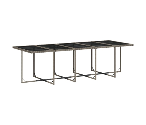 Set comedor de jardín con cojines 15 pzas ratán sintético gris
