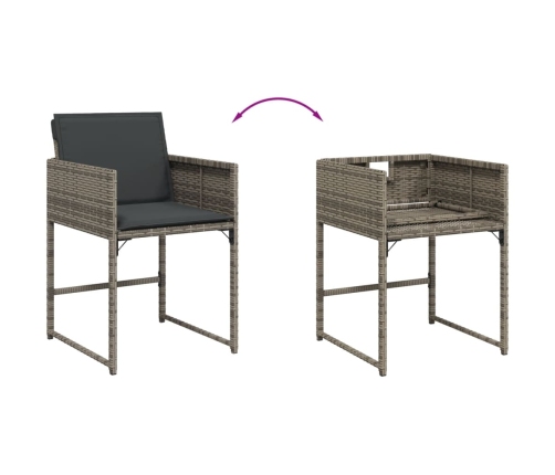 Set comedor de jardín con cojines 15 pzas ratán sintético gris