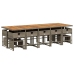 Set comedor de jardín con cojines 15 pzas ratán sintético gris