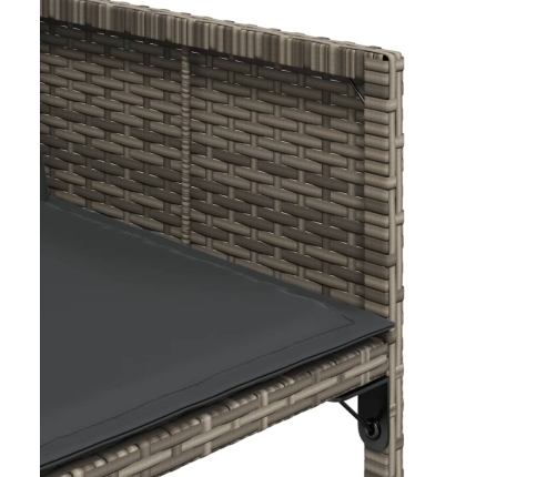 Set comedor de jardín con cojines 15 pzas ratán sintético gris