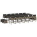 Set comedor de jardín 17 pzas y cojines ratán sintético gris