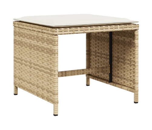 Set comedor de jardín 17 pzas con cojines ratán sintético beige