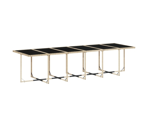Set comedor de jardín 17 pzas con cojines ratán sintético beige
