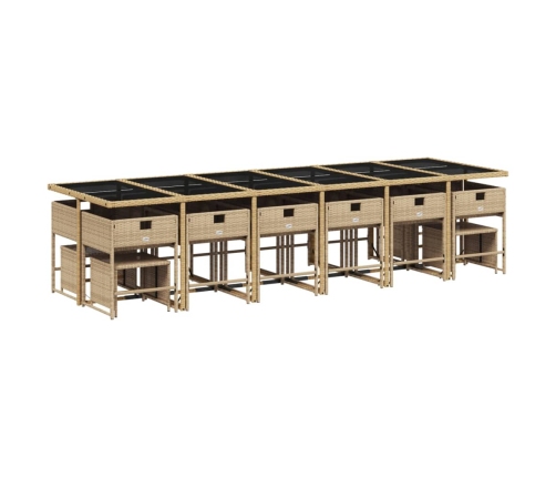 Set comedor de jardín 17 pzas con cojines ratán sintético beige