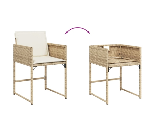 Set comedor de jardín 17 pzas con cojines ratán sintético beige