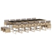 Set comedor de jardín 17 pzas con cojines ratán sintético beige