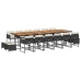 Set de muebles jardín 17 pzas con cojines ratán sintético negro