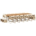 Set comedor de jardín 17 pzas con cojines ratán sintético beige