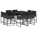 Set de comedor de jardín 9 pzas y cojines ratán sintético negro