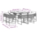 Set comedor para jardín 9 pzas y cojines ratán sintético marrón