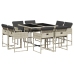 Set comedor de jardín 9 pzas cojines ratán sintético gris claro