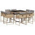 Set comedor de jardín 9 pzas con cojines ratán sintético beige