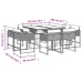 Set de comedor de jardín 9 pzas y cojines ratán sintético negro