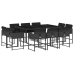 Set de comedor jardín 11 pzas con cojines ratán sintético negro