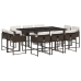 Set comedor de jardín 11 pzas y cojines ratán sintético marrón
