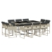 Set de comedor de jardín 11 pzas y cojines ratán sintético gris