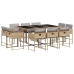 Set comedor de jardín 11 pzas con cojines ratán sintético beige