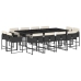 Set comedor de jardín con cojines 13 pzas ratán sintético negro
