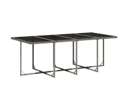 Set comedor de jardín con cojines 13 pzas ratán sintético gris