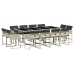 Set comedor jardín y cojines 13 pzas ratán sintético gris claro