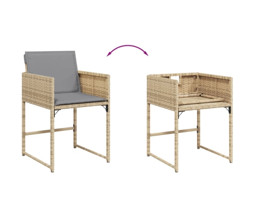 Set comedor de jardín con cojines 13 pzas ratán sintético beige