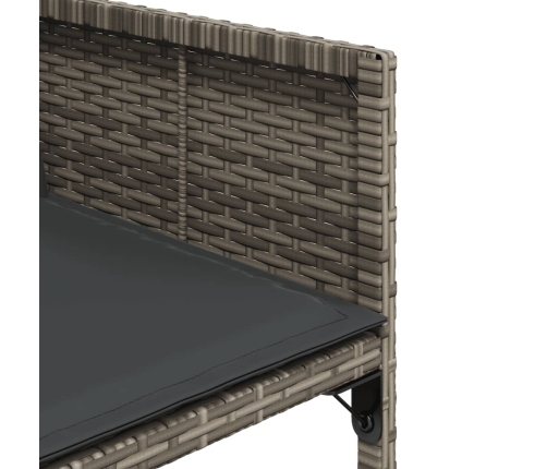 Set comedor de jardín con cojines 13 pzas ratán sintético gris