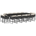 Set comedor de jardín con cojines 15 pzas ratán sintético negro