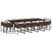 Set comedor de jardín y cojines 15 pzas ratán sintético marrón