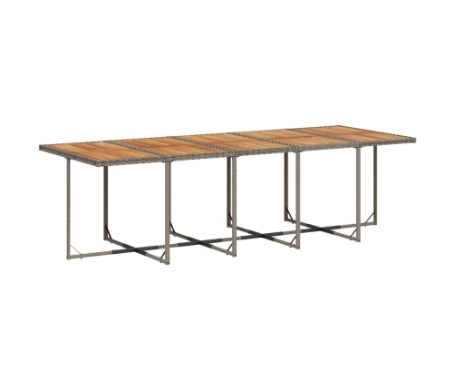 Set comedor de jardín con cojines 15 pzas ratán sintético gris