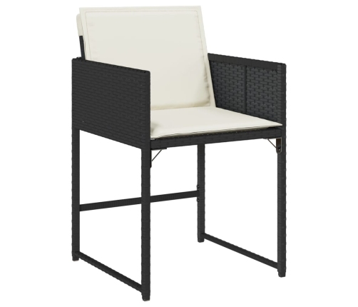 Set comedor de jardín con cojines 15 pzas ratán sintético negro