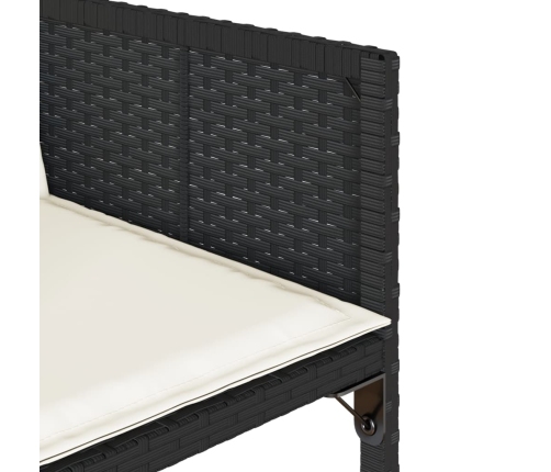 Set comedor de jardín con cojines 15 pzas ratán sintético negro