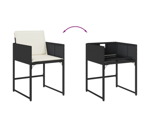 Set comedor de jardín con cojines 15 pzas ratán sintético negro