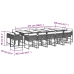 Set comedor de jardín con cojines 15 pzas ratán sintético negro
