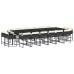 Set de muebles jardín 17 pzas con cojines ratán sintético negro