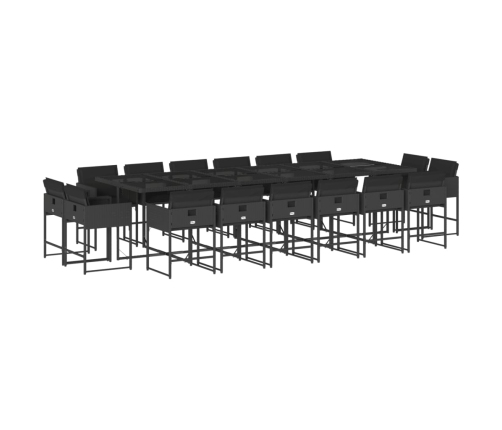 Set de muebles jardín 17 pzas con cojines ratán sintético negro
