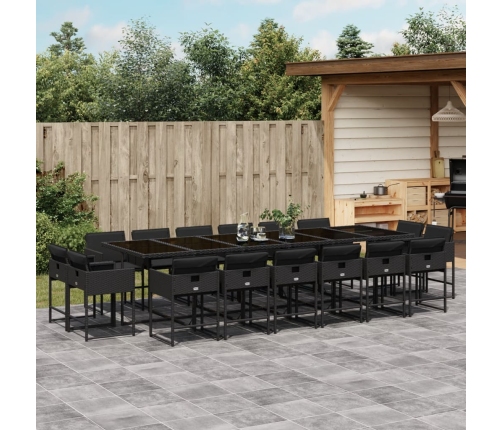 Set de muebles jardín 17 pzas con cojines ratán sintético negro