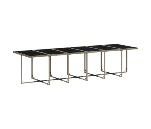 Set comedor de jardín 17 pzas y cojines ratán sintético gris